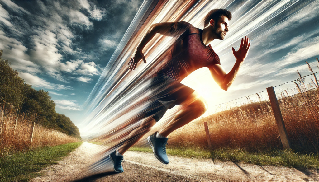 Athlete running outdoors on a scenic trail