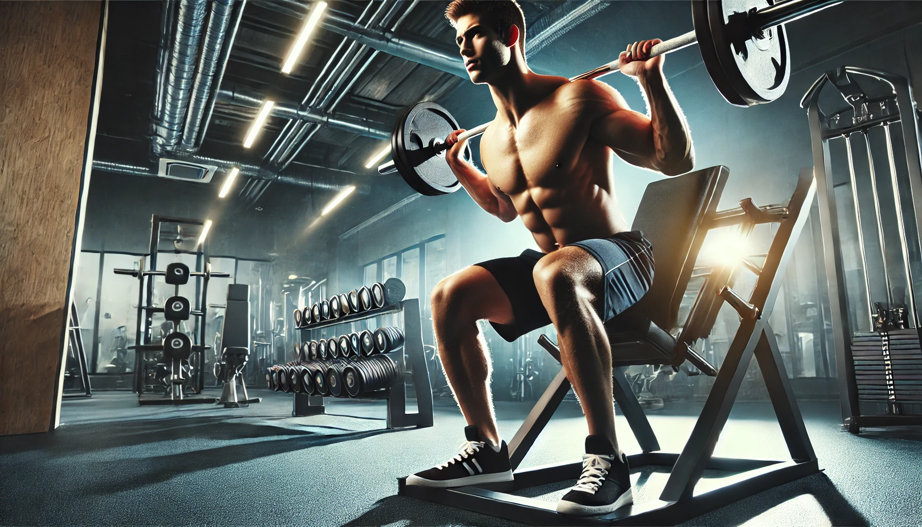 Athlete performing strength training in a modern gym